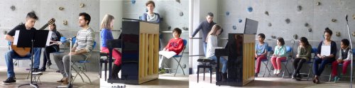 Benoit Fallai, Guillemette Schricke, Christophe Alcocer et leurs élèves.