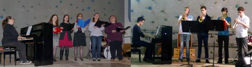 La chorale et les élèves trompettistes de l'EMGC.